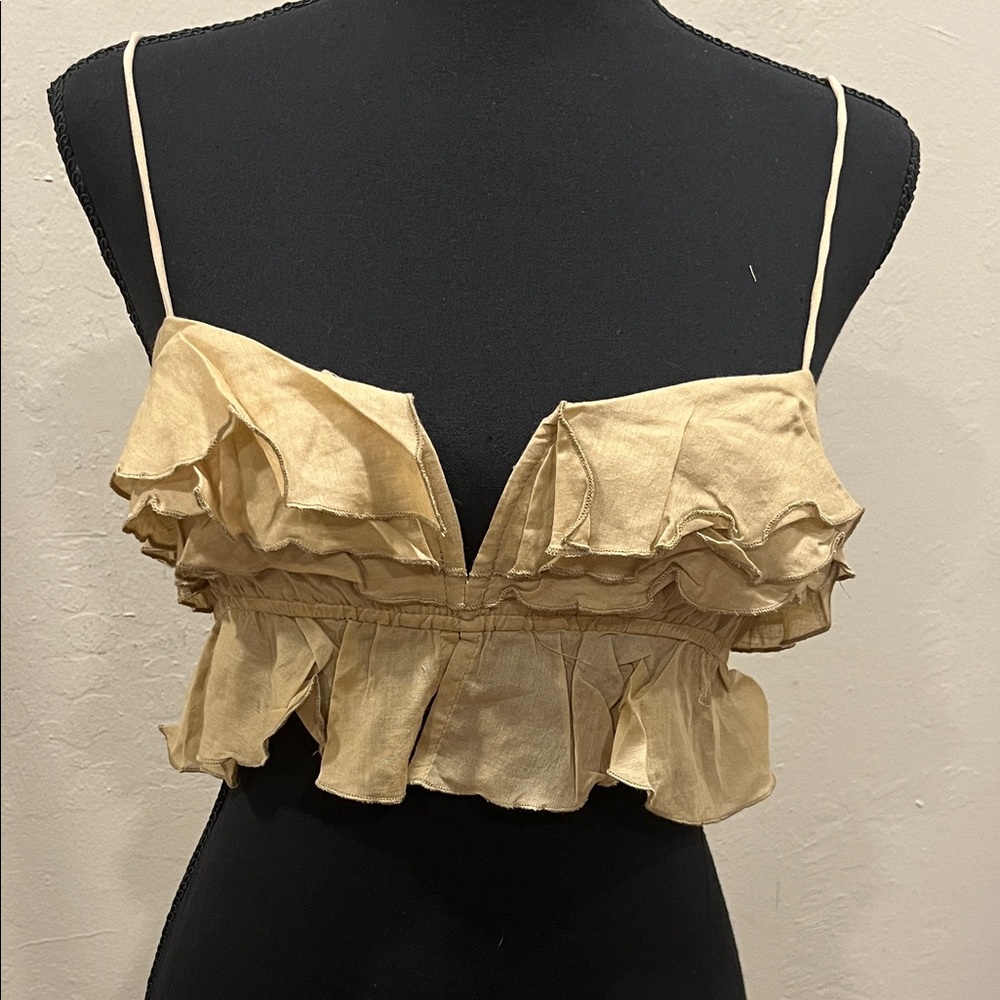 HYFVE Tan Ruffle Camisole Top